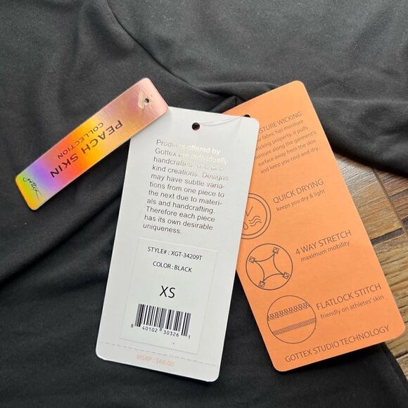 X by Gottex Peach Skin Long Sleeve Athletic Shirt in Black - Picture 4 of 8